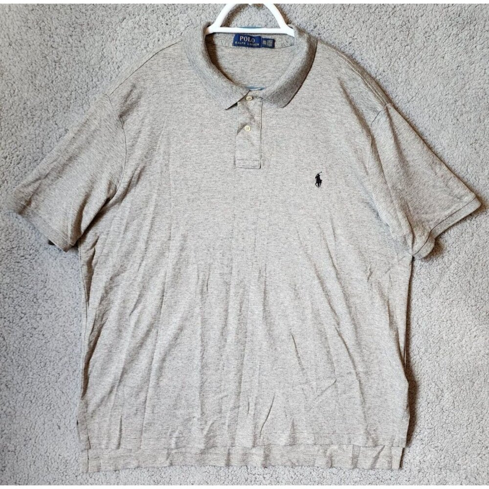 Polo‎ Ralph Lauren Gray Short Sleeve Polo Shirt Pony Logo Size XXL 100% Cotton